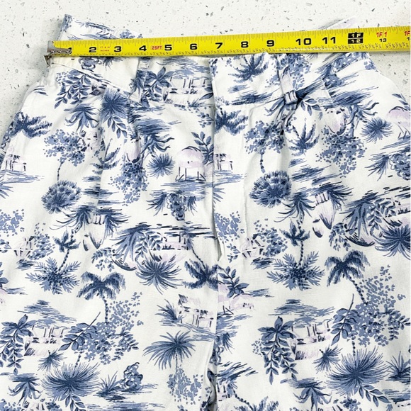 Abercrombie & Fitch Women’s Pants Small Blue White Floral Linen Blend Wide Leg - Picture 10 of 13